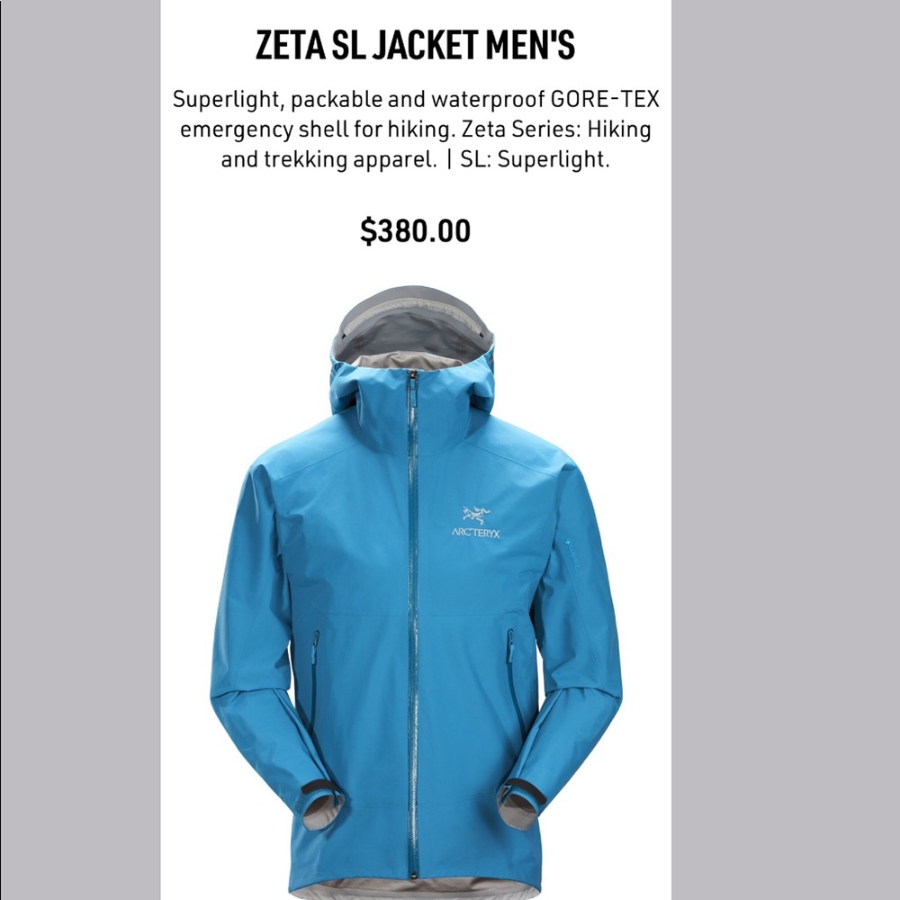 Arc’teryx Zeta SL men’s large jacket in Deep Cove Blue